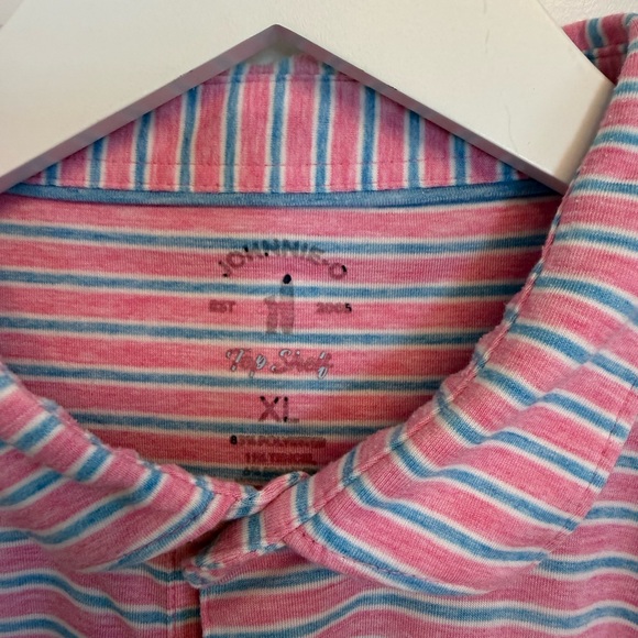 Johnnie-O Men's Carlos Top Shelf Striped Polo Shirt - Pink and Blue sz XL - Picture 3 of 6